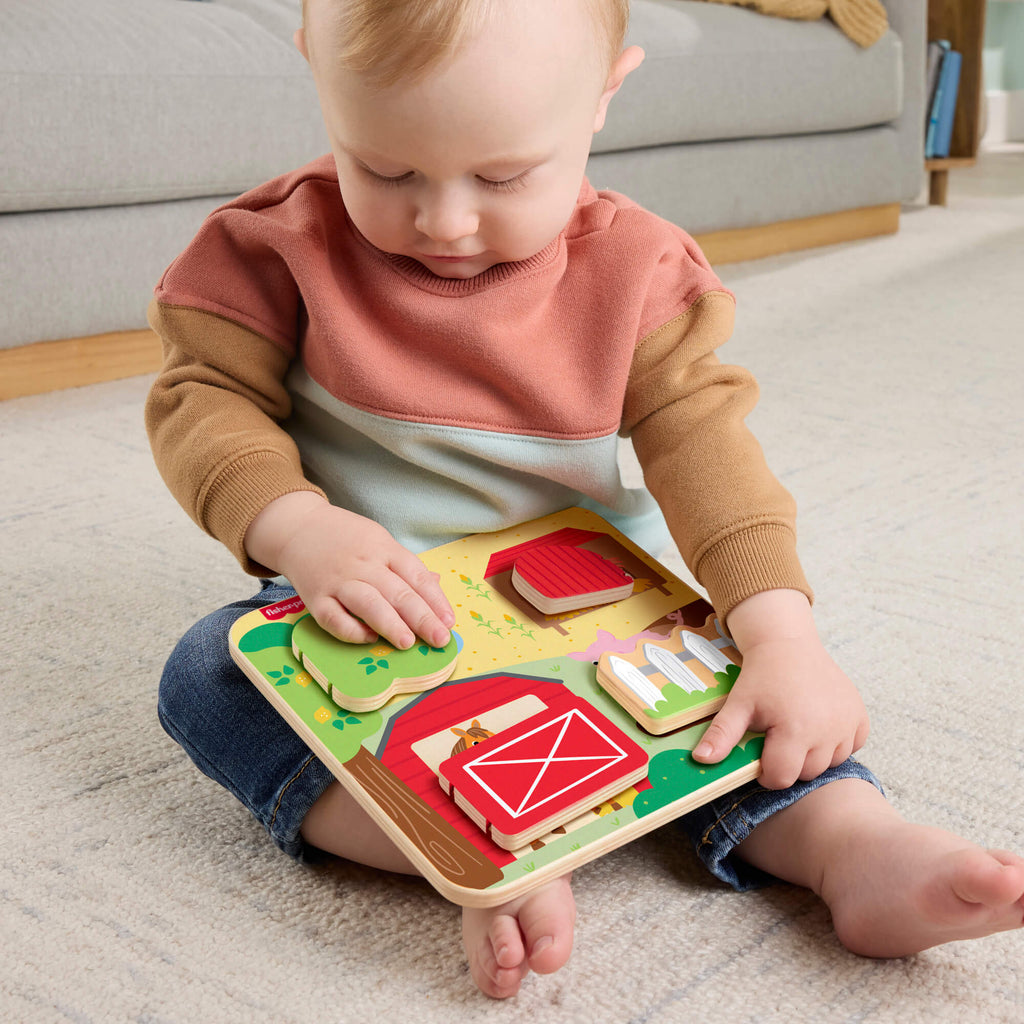 FISHER-PRICE edukacinė medinė lenta – Ūkio gyvūnai (JCY33)