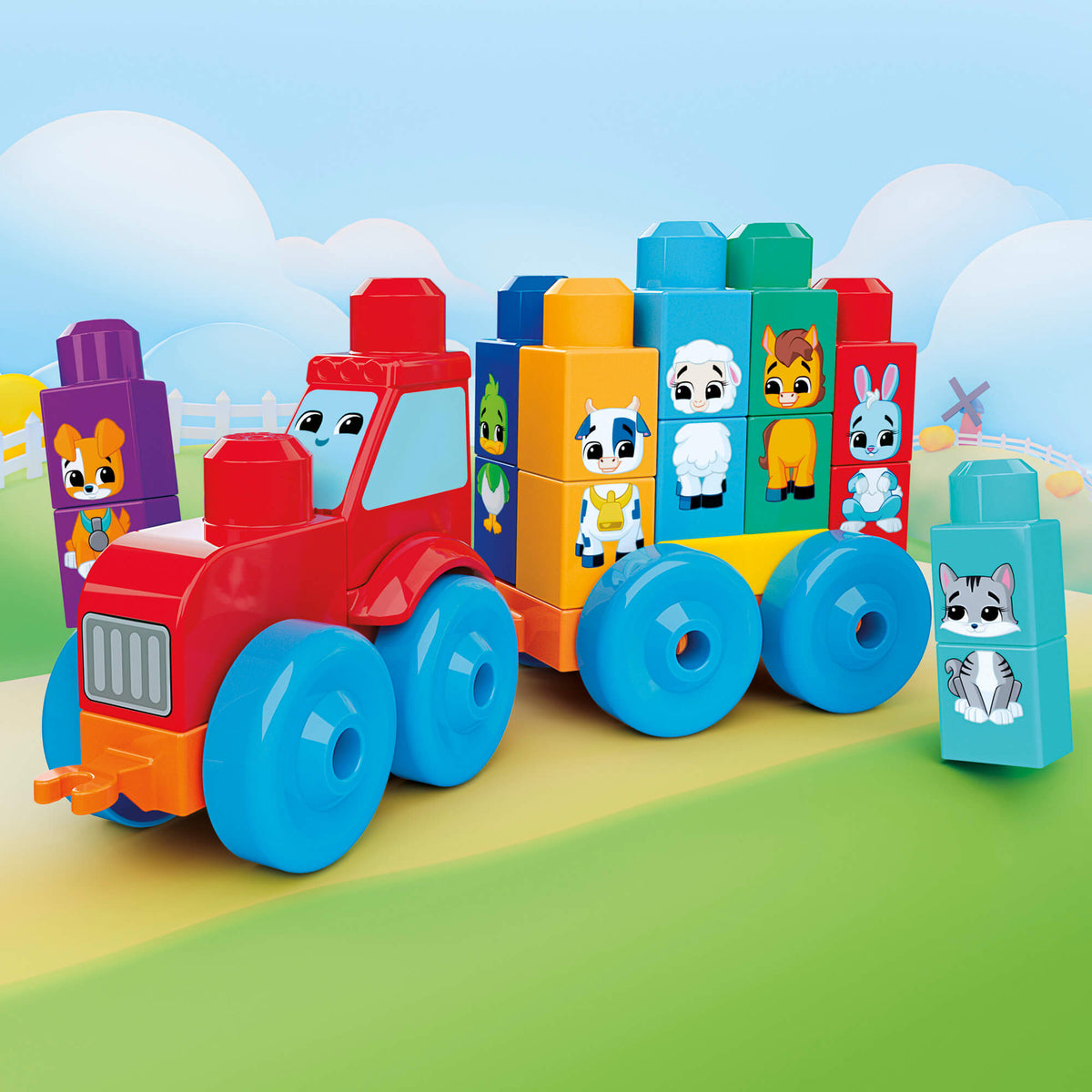 MEGA BLOKS konstruktorius – traktorius su gyvūnėliais (JKG33)