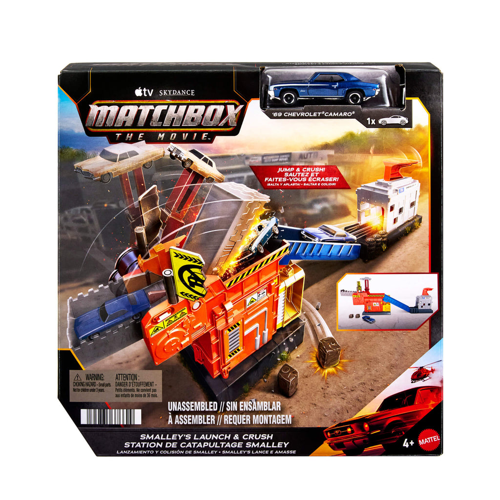 MATCHBOX MOVIE Smalley’s automobilių traiškymo garažas su trasa (JMG56)