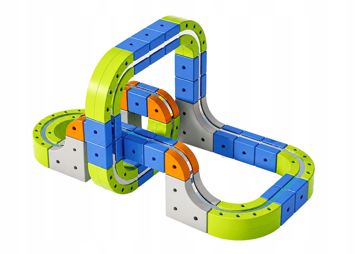 click4TOYS MAGNETIC RUNWAY magnetinis takas su elektriniu traukinuku, 123 detalės