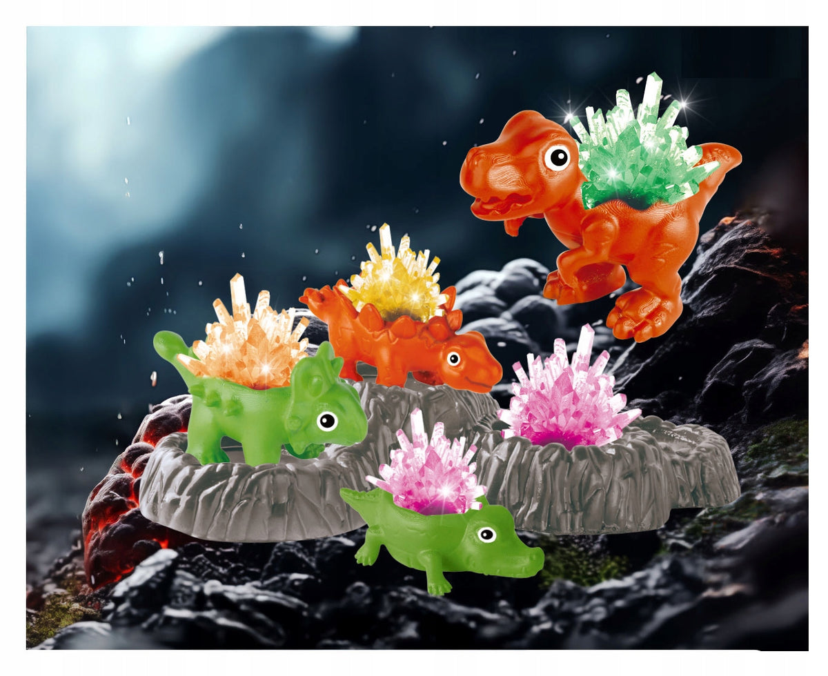 click4TOYS STEM Dinosaur Crystal kristalų auginimas ant dinozaurų, 4 vnt.