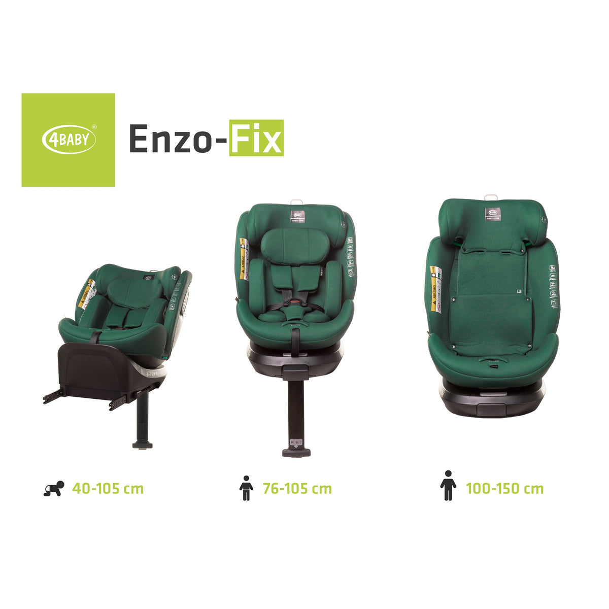 4Baby autokėdutė ENZO-FIX 40-150CM žalia I-SIZE