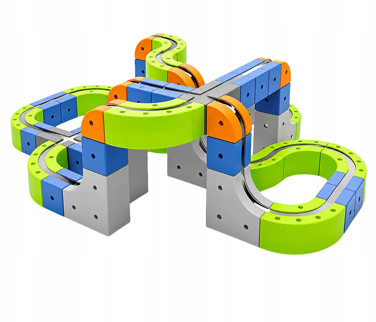 click4TOYS MAGNETIC RUNWAY magnetinis takas su elektriniu traukinuku, 123 detalės