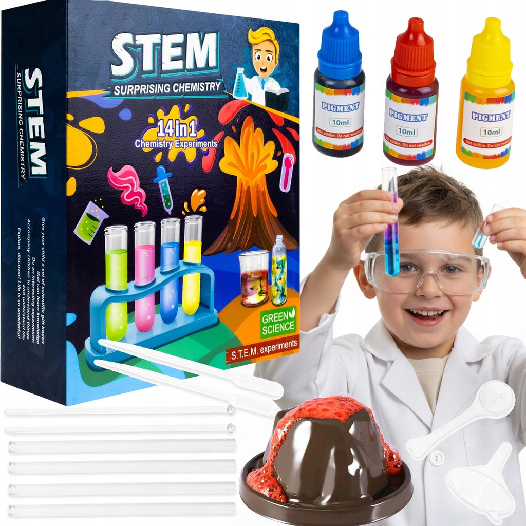 STEM Surprising Chemistry rinkinys su ugnikalniu, 14 eksperimentų