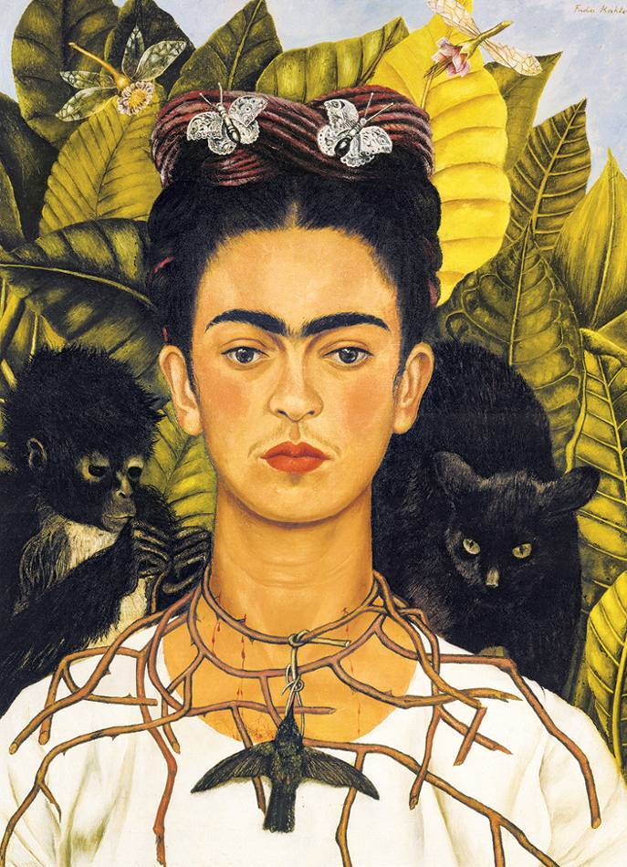 Dėlionė Frida Kahlo Autoportretas su erškėčių vėriniu ir kolibriu 1000 detalių