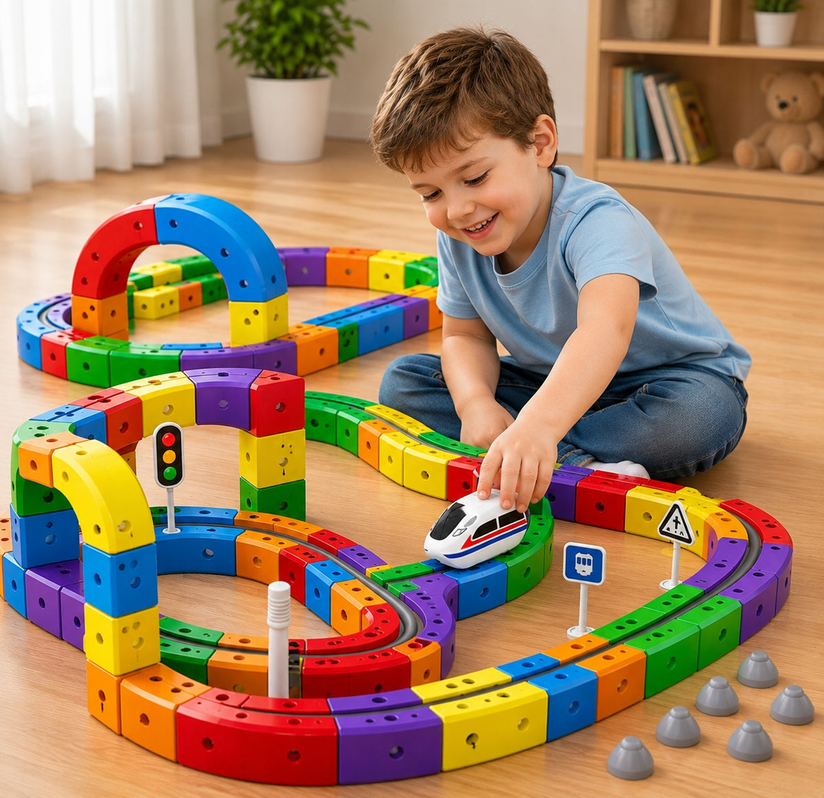 DIY CUBE TRACK magnetinis traukinio takas, 51 detalė