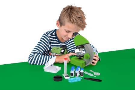 Mikroskopas JUNIOR su SMARTPHONE laikikliu žalias 40X-640X