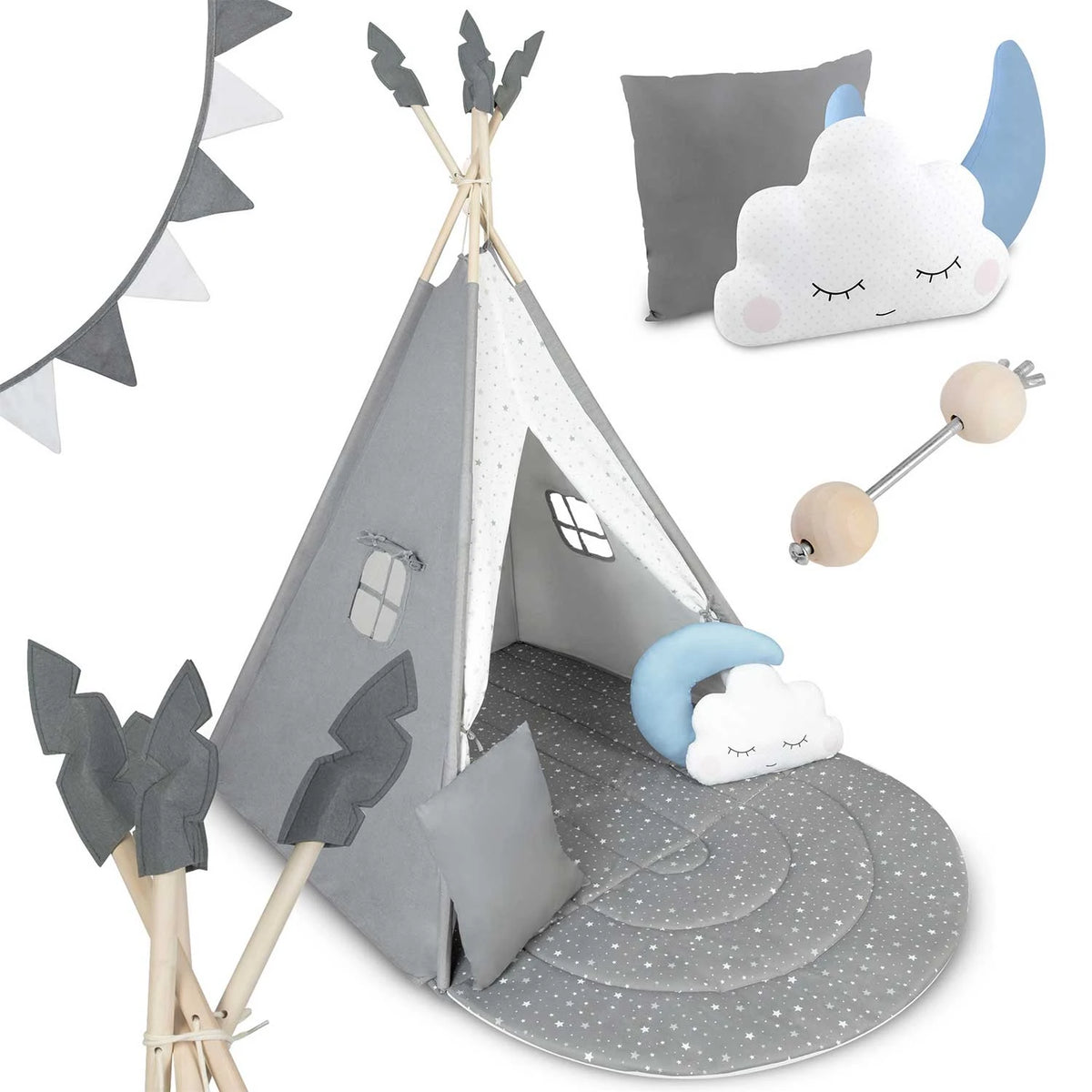 Vaikiška tipi palapinė Nukido NK-406 – pilka