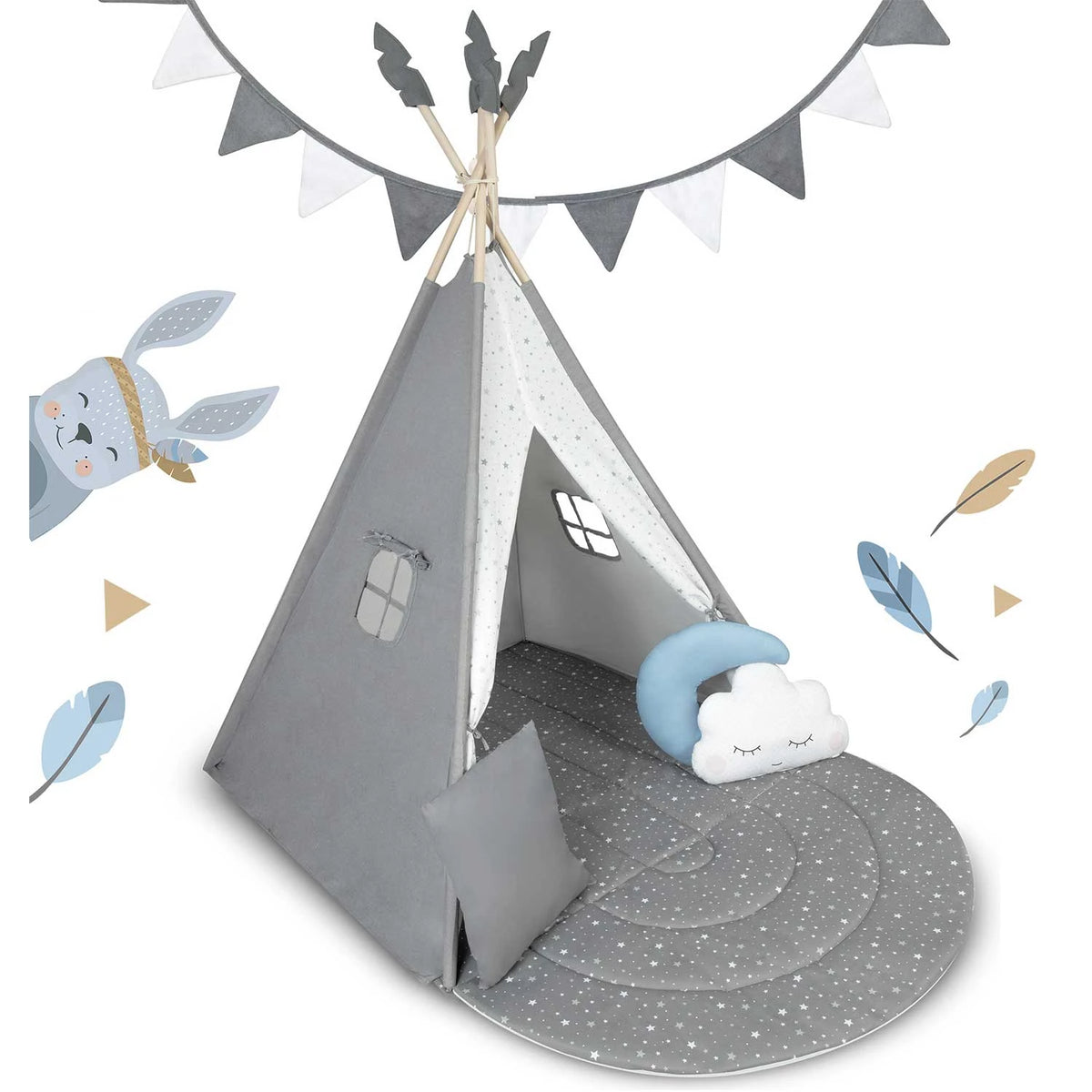Vaikiška tipi palapinė Nukido NK-406 – pilka
