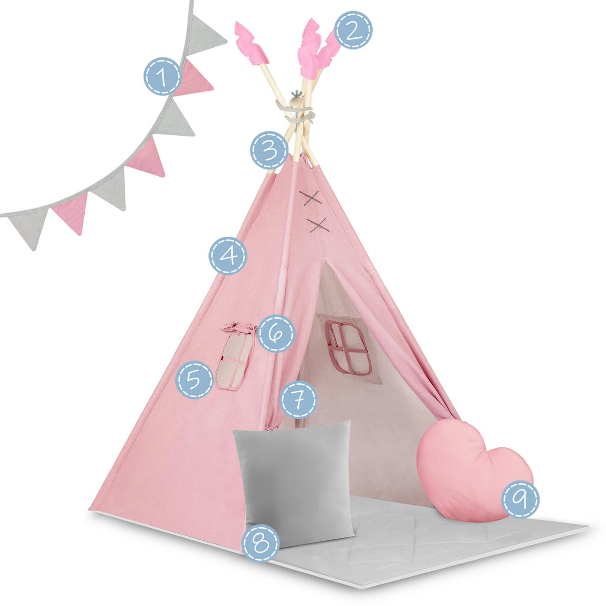 Vaikiška tipi palapinė Nukido NK-406 – rožinė