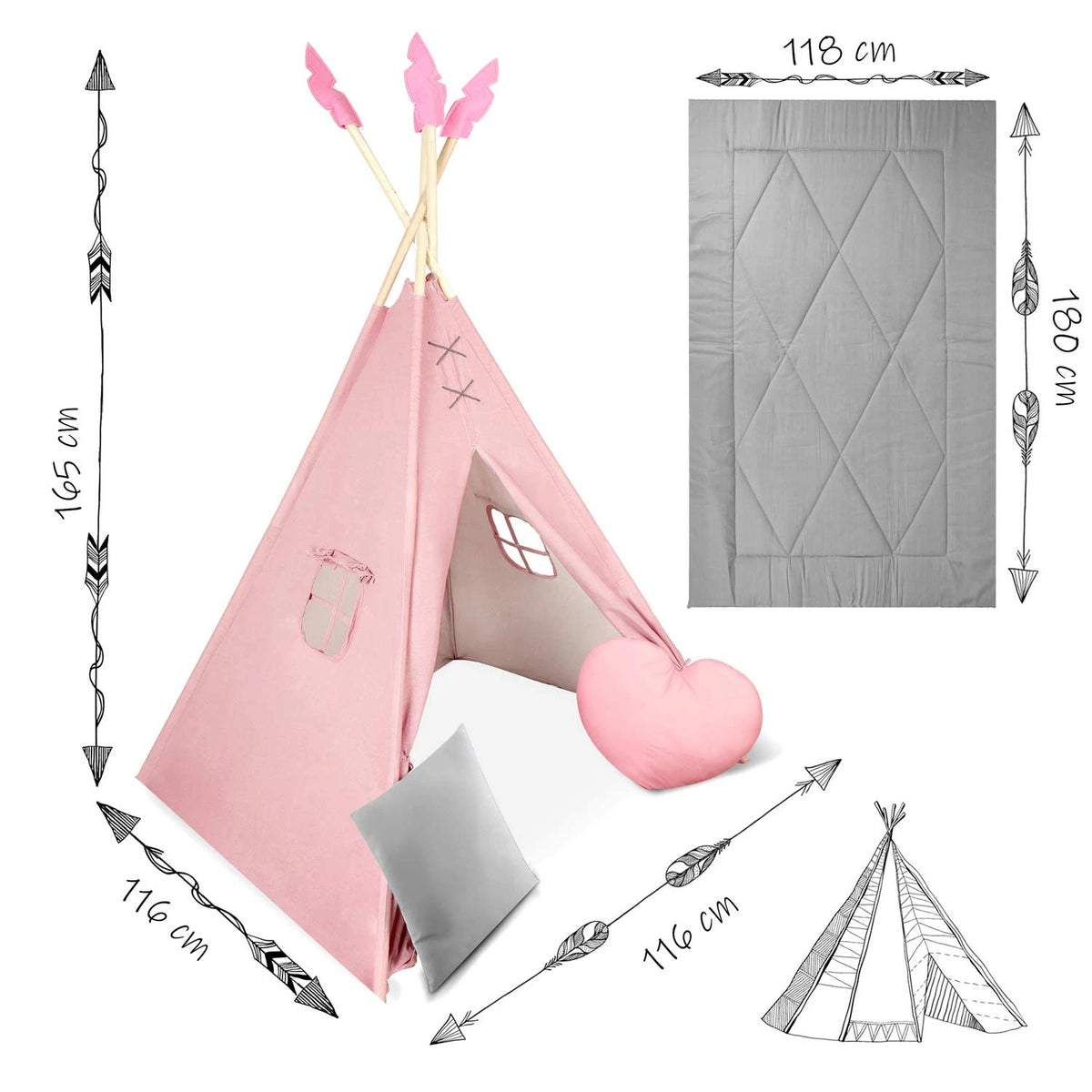 Vaikiška tipi palapinė Nukido NK-406 – rožinė