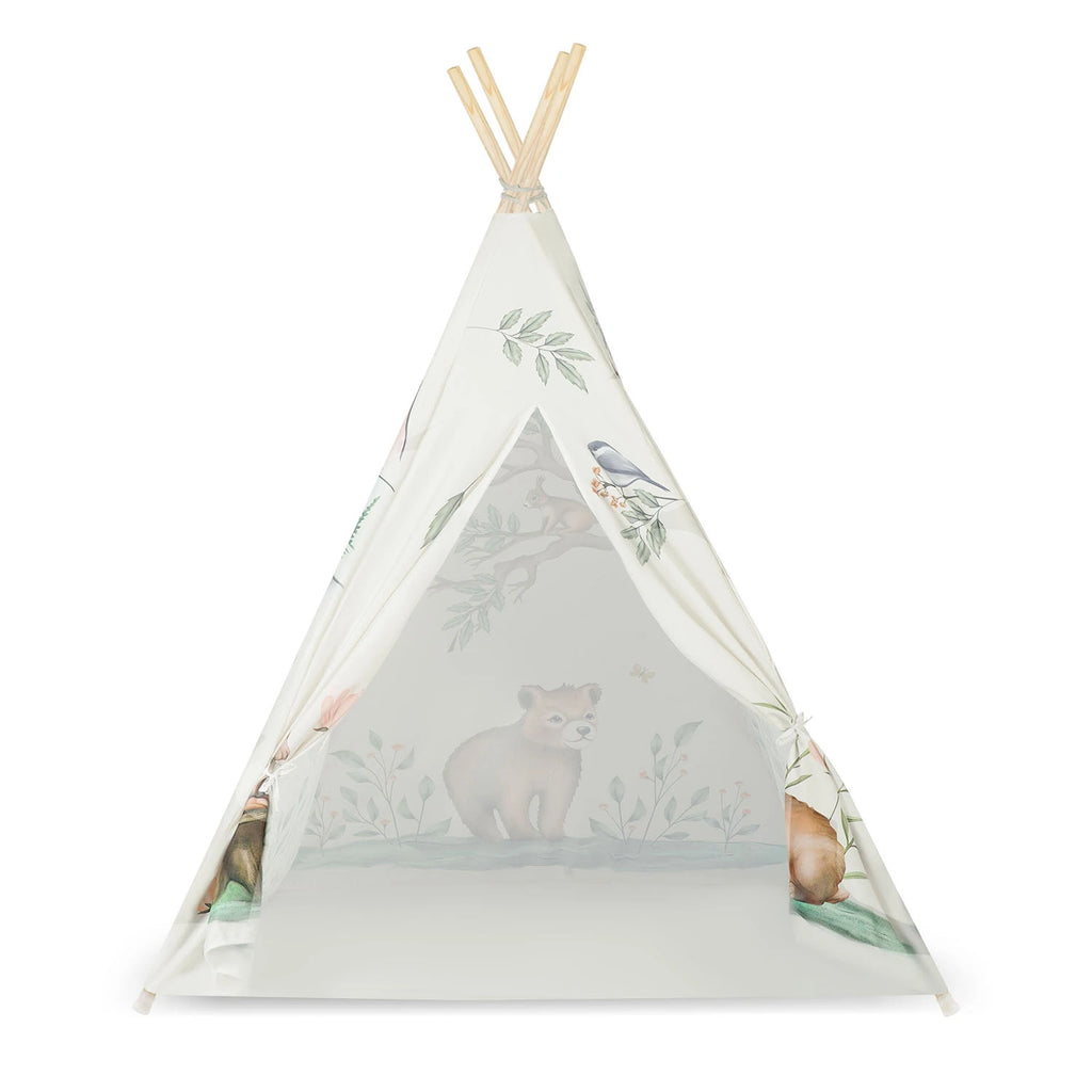 Vaikiška tipi palapinė Nukido – smėlio spalvos su zuikučio pagalve