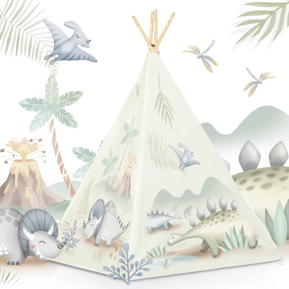 Vaikiška tipi palapinė Nukido – su dinozaurais