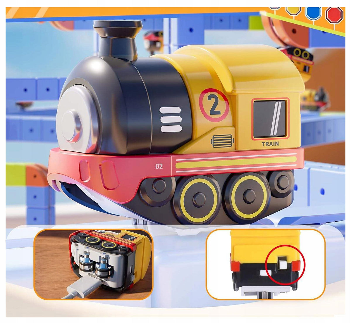 click4TOYS MAGNETIC RUNWAY magnetinis takas su elektriniu traukinuku, 123 detalės