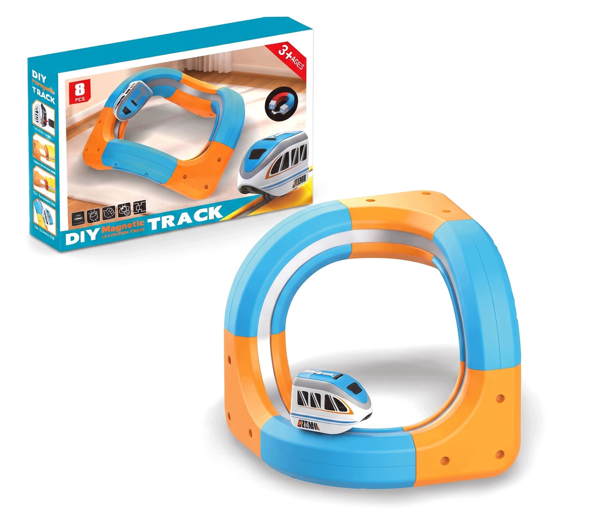DIY TRACK magnetinis traukinio takas su USB įkraunamu traukinuku