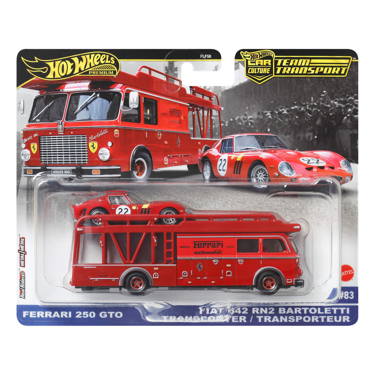 HOT WHEELS automodeliukų rinkinys – vilkikas ir lenktyninis automobilis (FLF56)