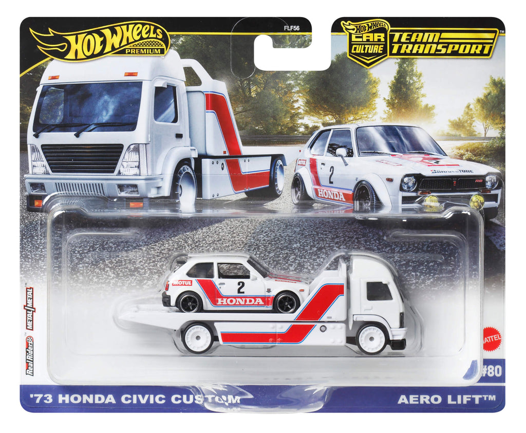 HOT WHEELS automodeliukų rinkinys – vilkikas ir lenktyninis automobilis (FLF56)