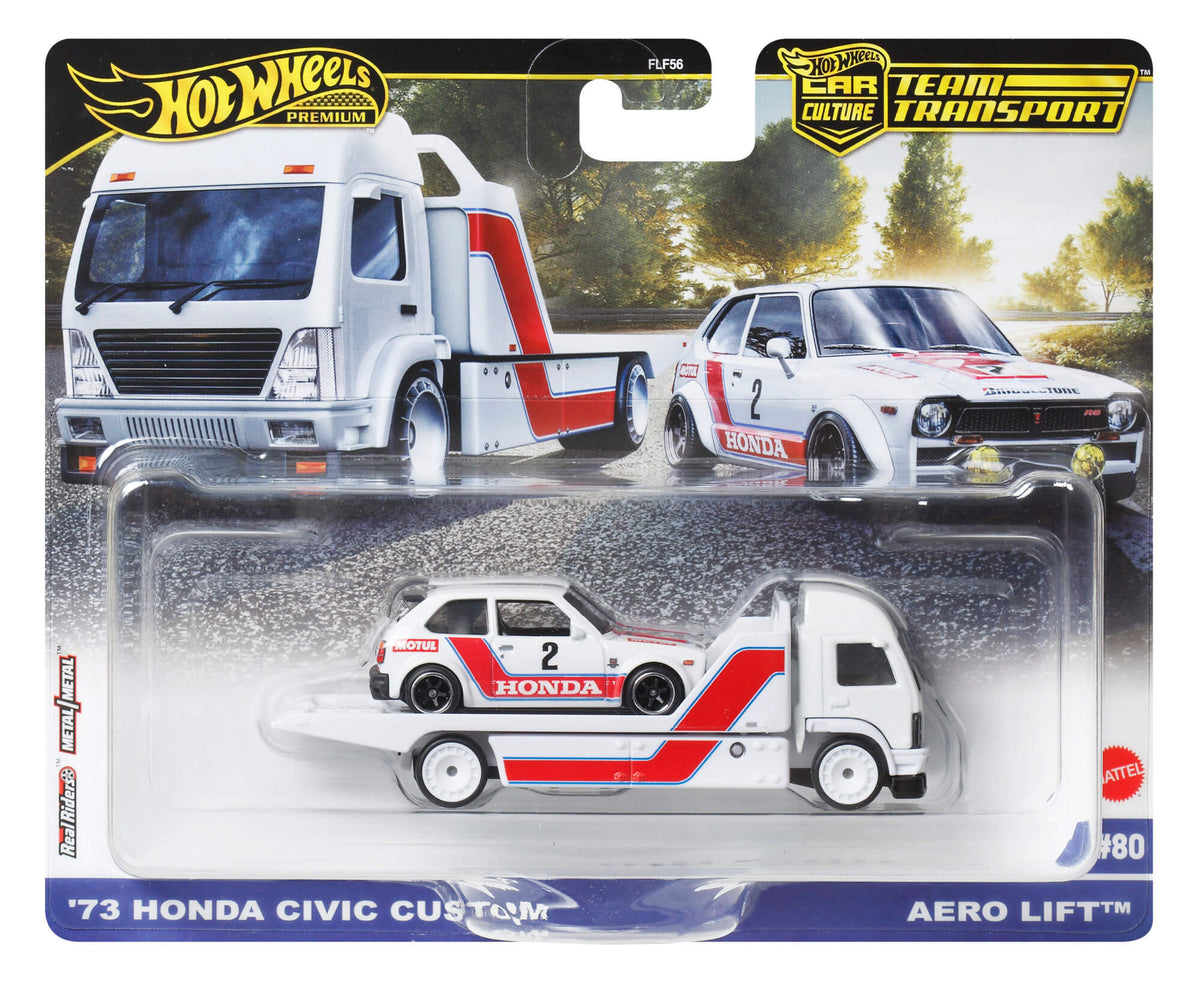 HOT WHEELS automodeliukų rinkinys – vilkikas ir lenktyninis automobilis (FLF56)