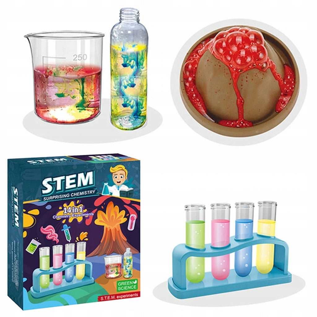 STEM Surprising Chemistry rinkinys su ugnikalniu, 14 eksperimentų