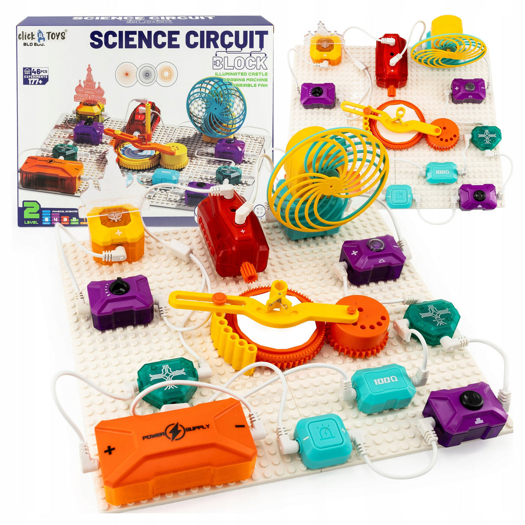 click4TOYS SCIENCE CIRCUIT elektronikos laboratorija, 46 detalės, 177+ eksperimentai