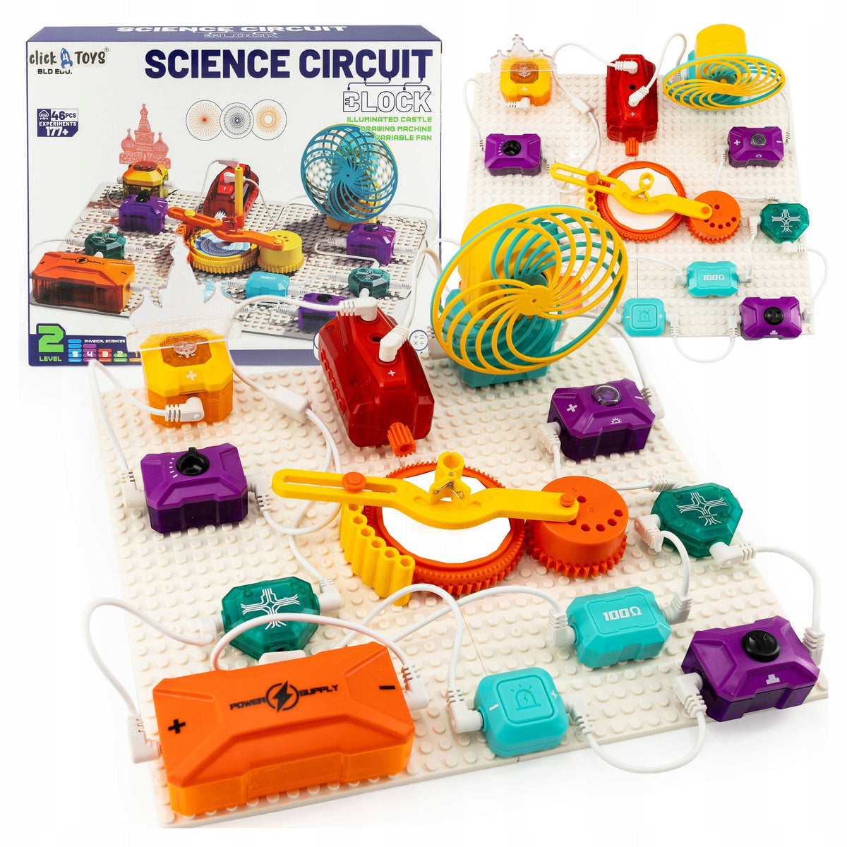 click4TOYS SCIENCE CIRCUIT elektronikos laboratorija, 46 detalės, 177+ eksperimentai