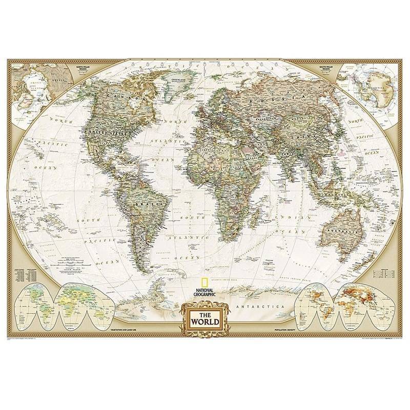 Pasaulio žemėlapis National Geographic, antikinio tipo, M 1:11,7mln, 193x295 cm