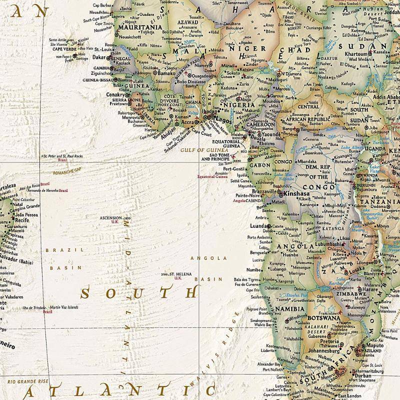Pasaulio žemėlapis National Geographic, antikinio tipo, M 1:11,7mln, 193x295 cm