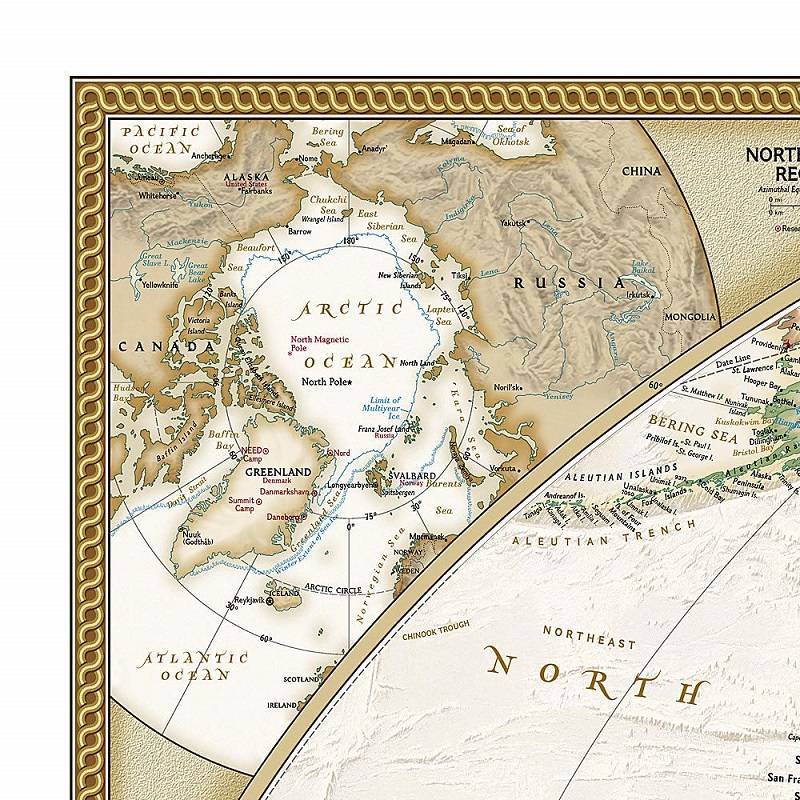 Pasaulio žemėlapis National Geographic, antikinis 1:22,44 mln, 122x185 cm, laminuotas