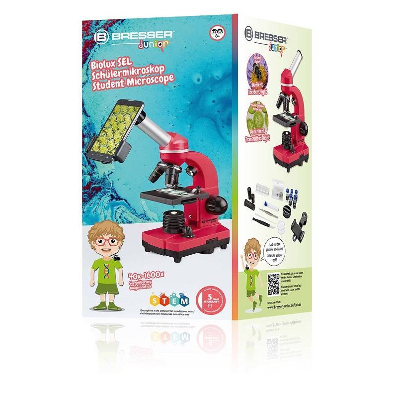 Mikroskopas BIOLUX SEL JUNIOR Student 40x-1600x Raudonas
