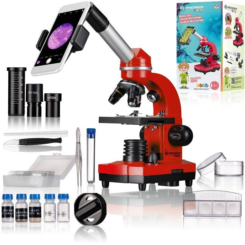 Mikroskopas BIOLUX SEL JUNIOR Student 40x-1600x Raudonas