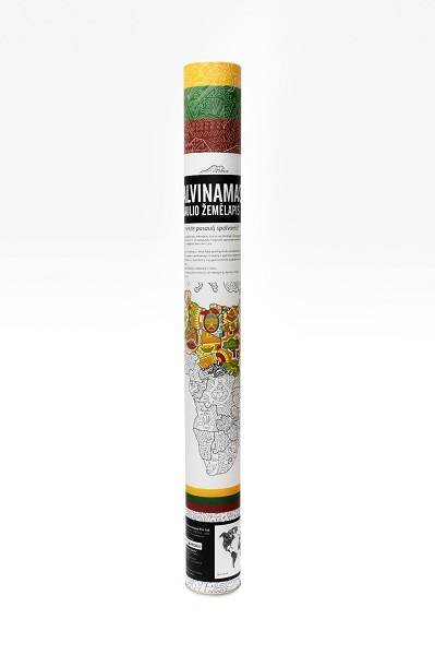 Spalvinamas terapinis pasaulio žemėlapis lietuvių kalba 58,5 x 84cm