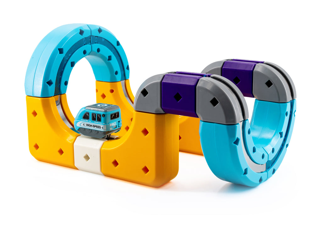 click4TOYS MAGNETIC TRACK GO! magnetinis takas su traukinuku, 39 detalės
