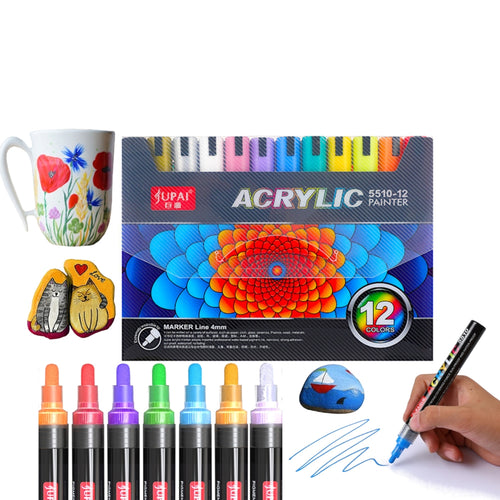 Akriliniai flomasteriai „UPAI“ – 12 spalvų