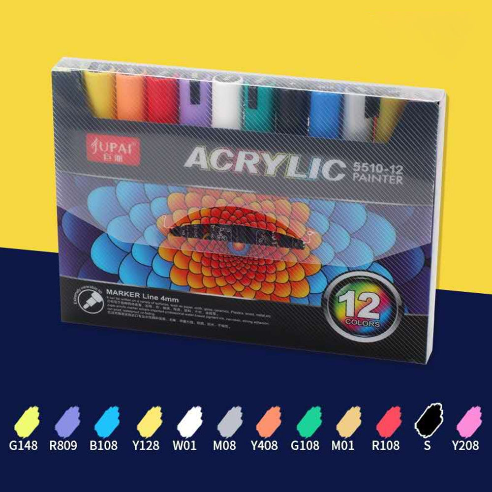 Akriliniai flomasteriai „UPAI“ – 12 spalvų
