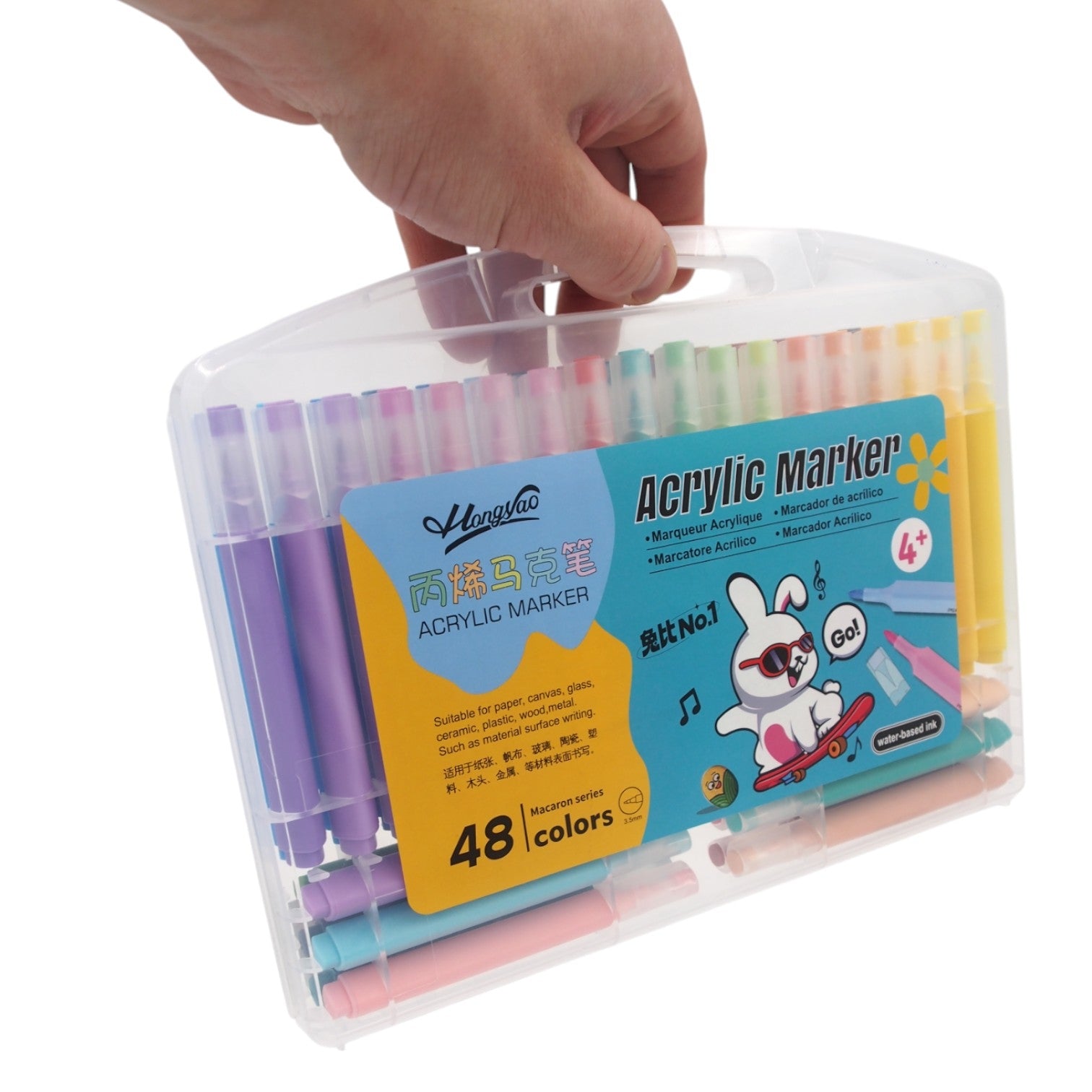 Akrilinių flomasterių rinkinys „HongYao“ – 48 spalvos