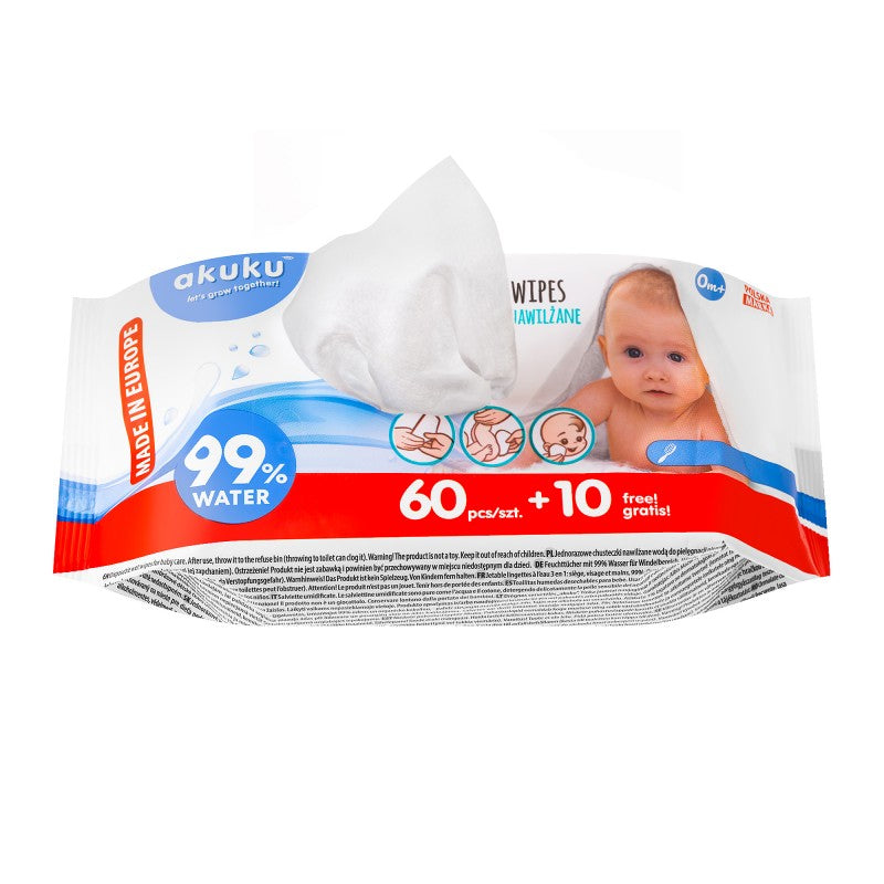 Akuku drėgnosios servetėlės vandens pagrindu 70 vnt A0031
