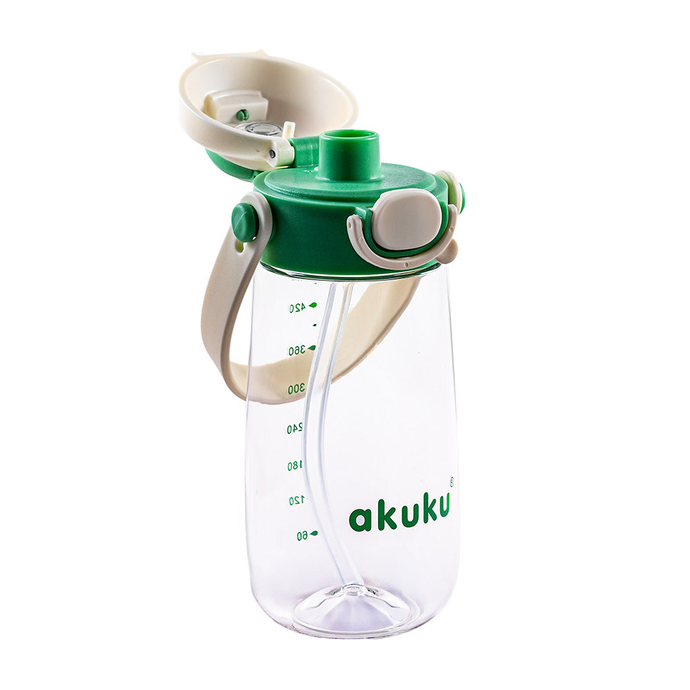 Akuku gertuvė su šiaudeliu 480ml pilkas žalia A0724