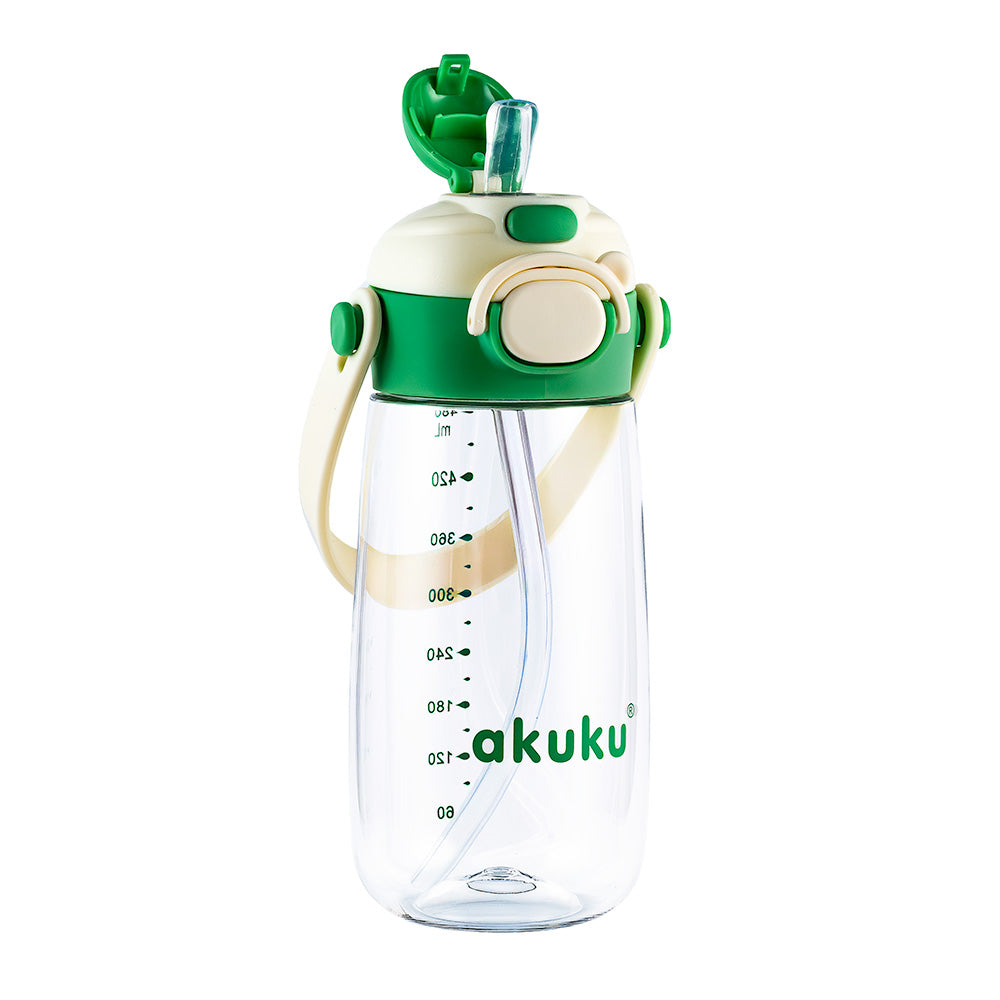 Akuku gertuvė su šiaudeliu 480ml pilkas žalia A0724