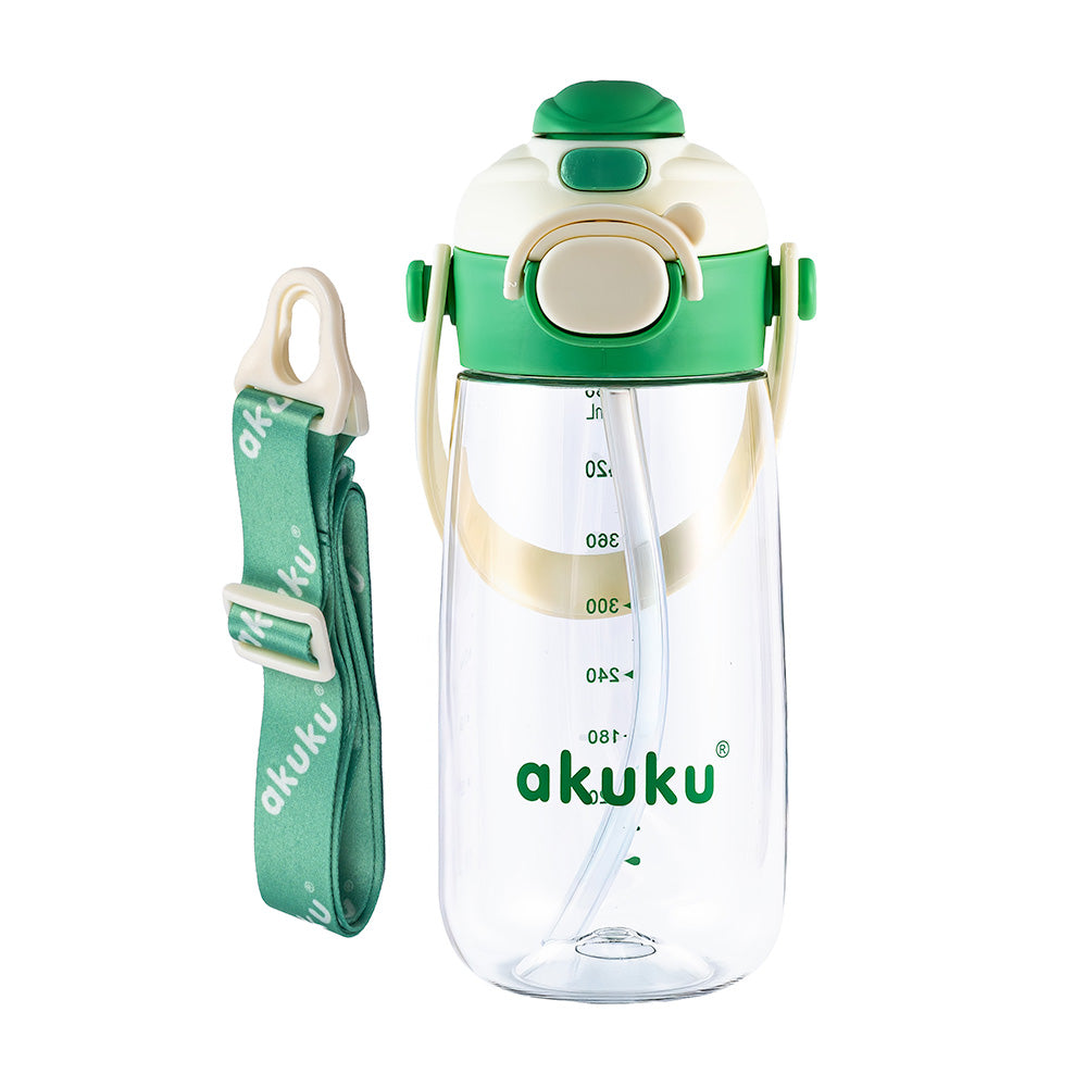 Akuku gertuvė su šiaudeliu 480ml pilkas žalia A0724