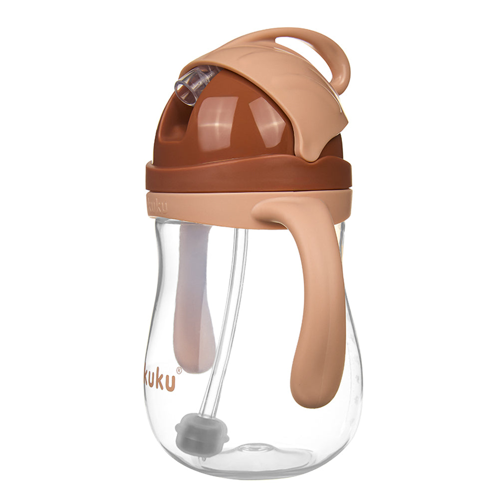 Akuku puodelis su šiaudeliu 280ml rudas A0729