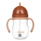 Akuku puodelis su šiaudeliu 280ml rudas A0729