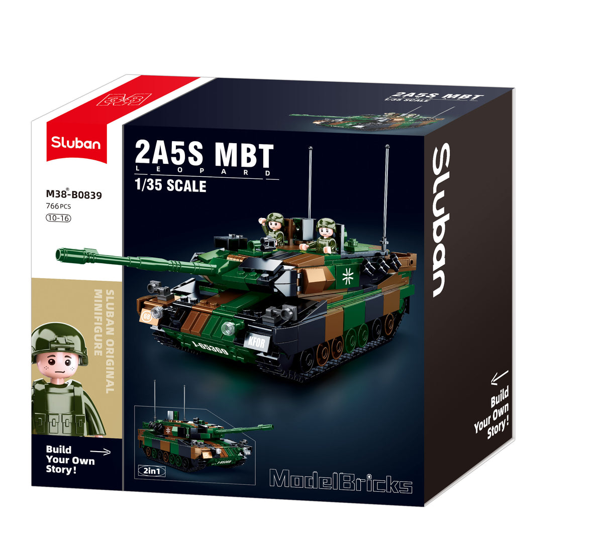 Sluban konstruktorius, LEOPARD 2A5 pagrindinis tankas 2in1, 766 det.