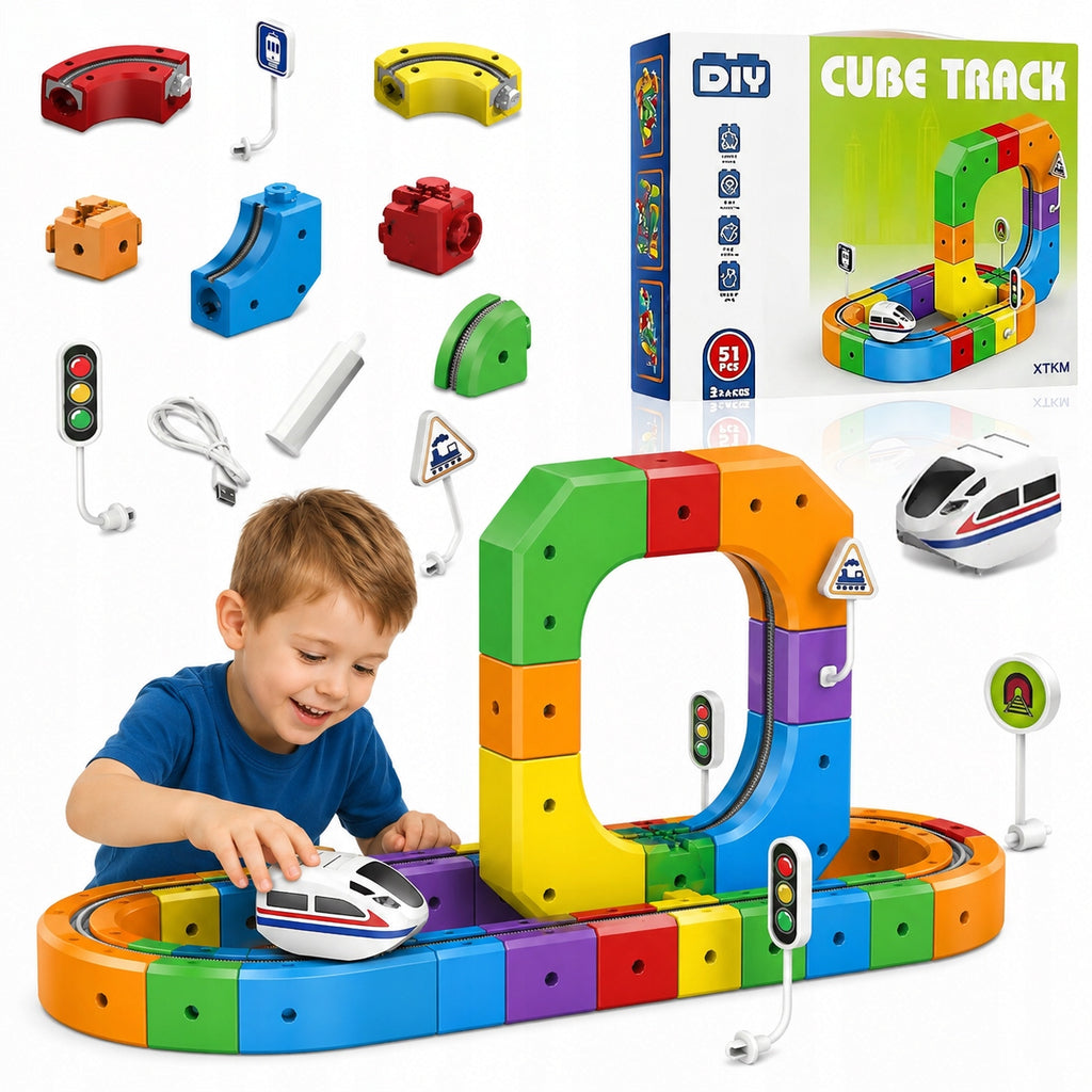DIY CUBE TRACK magnetinis traukinio takas, 51 detalė