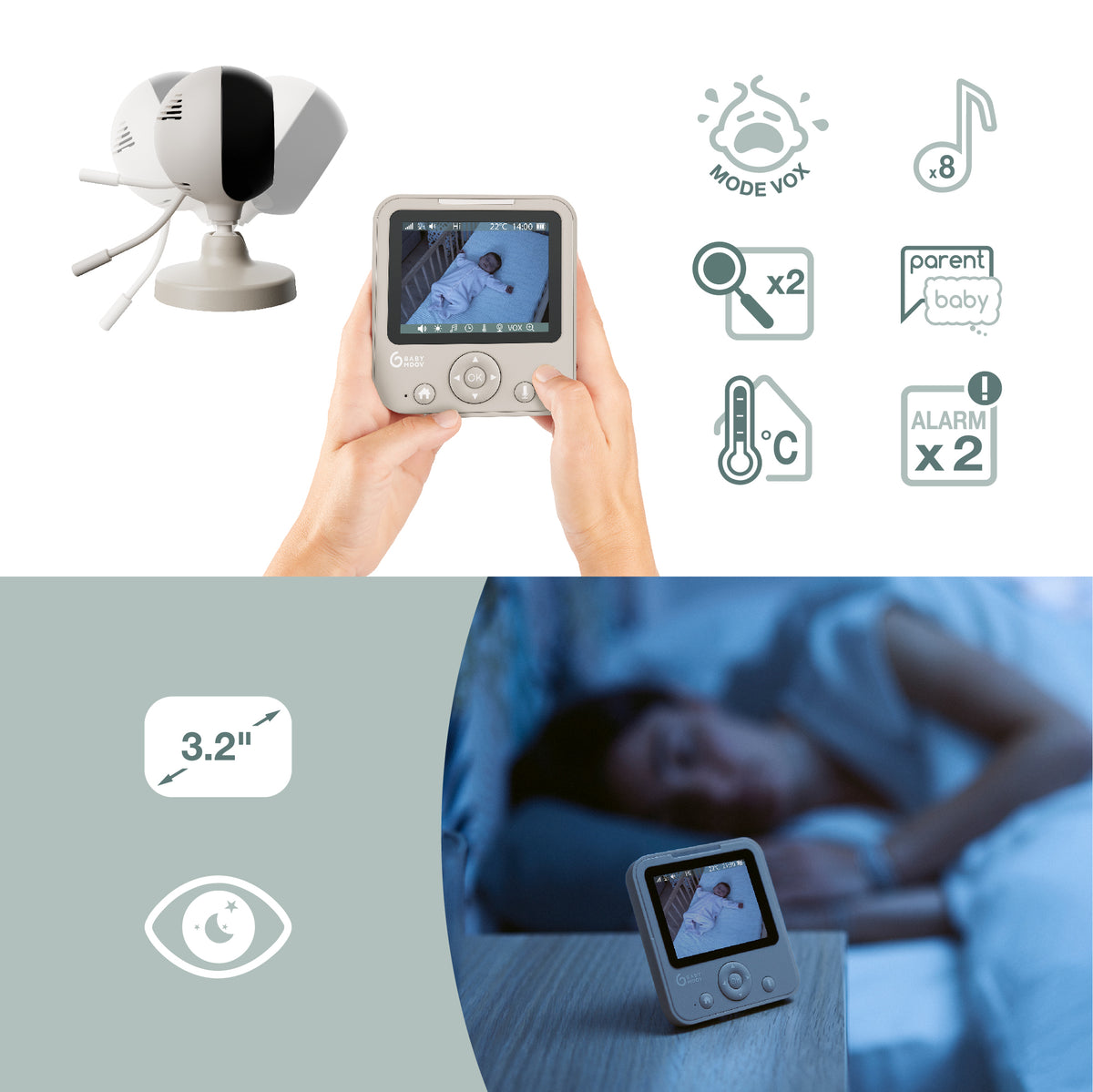 Babymoov mobili video auklė kūdikiui 2,8’’ YOO Start A014437