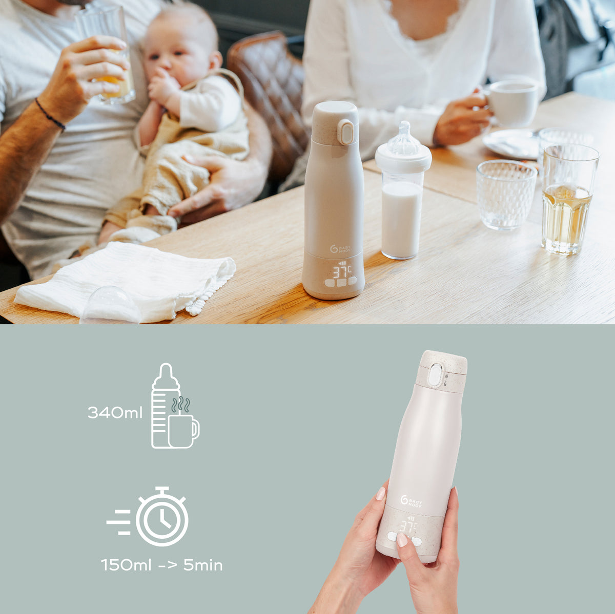 Babymoov šildytuvas kelioninis Moov & Feed kreminis A002103