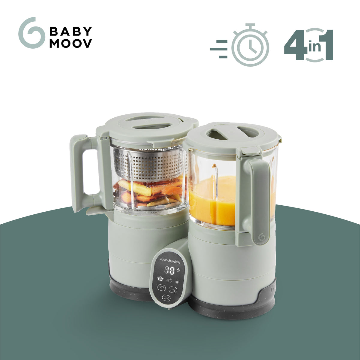 Babymoov trintuvas garintuvas Nutribaby stiklinis žalias A001138