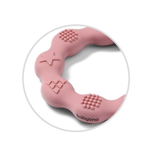 Babyono kramtukas silikoninis žiedas rožinis 825/02