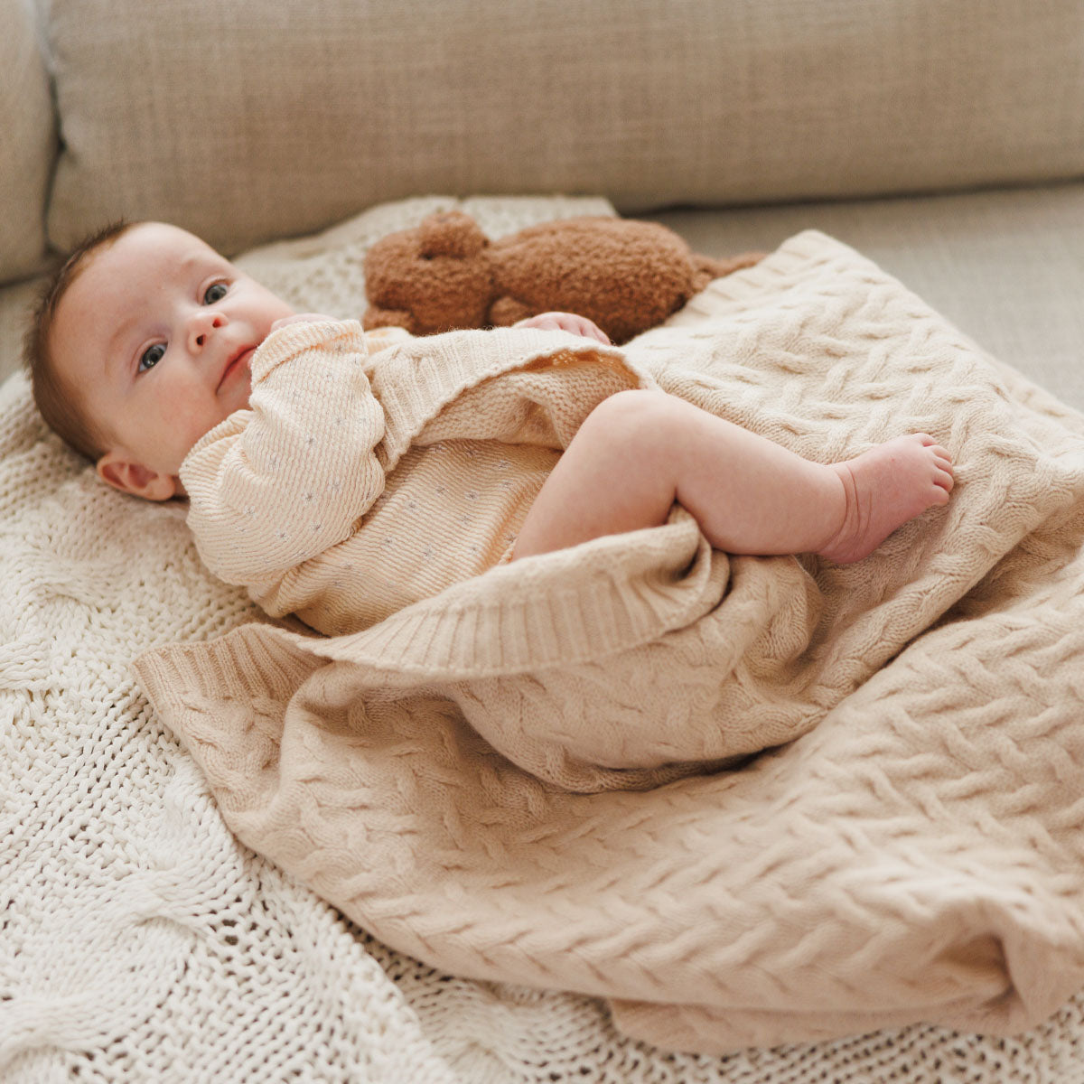 Babyono pledas merino vilnos šviesiai kreminis 1648/01