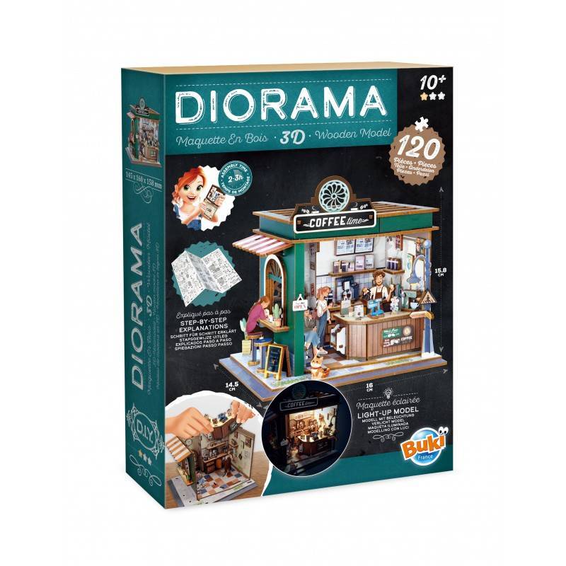 Diorama-dėlionė-miniatiūra Kavinė 120 etalių, 16x16x15cm
