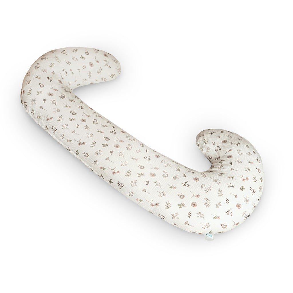 CebaBaby maitinimo pagalvė dżersej duo balta gėlės W-885-000-829